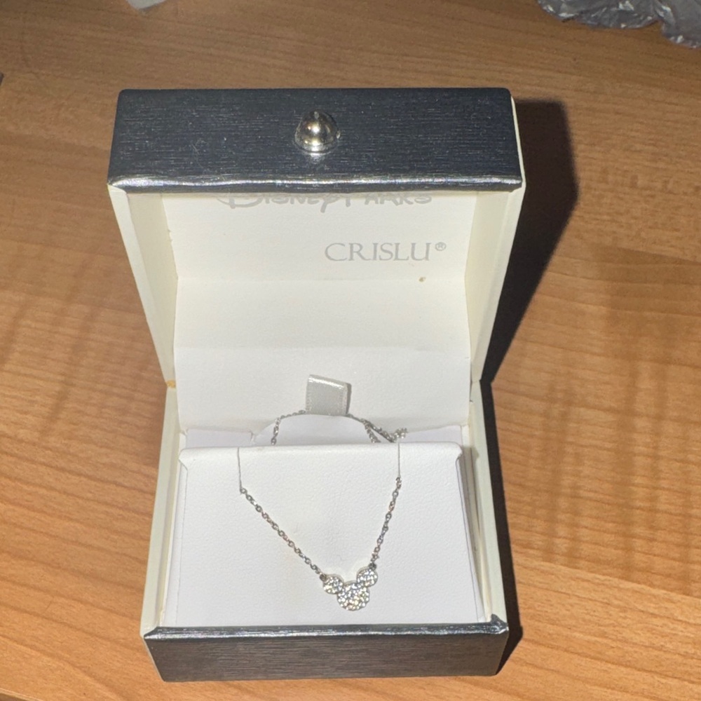 Crislu Silver Mickey Mouse Pendant Necklace